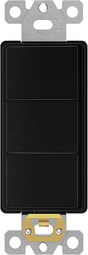 ENERLITES Interruptor decorativo triple de paleta, inserto trasero tipo abrazadera, solo cables de cobre, solo polo, grado residencialcomercial,