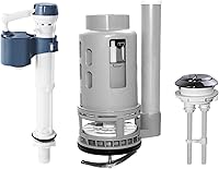 HOME Dual Flush Valve Replacement Kit for One-Piece Toilets - 3-Inch Valve, Adjustable Fill Valve & Push Button, Easy DIY Install