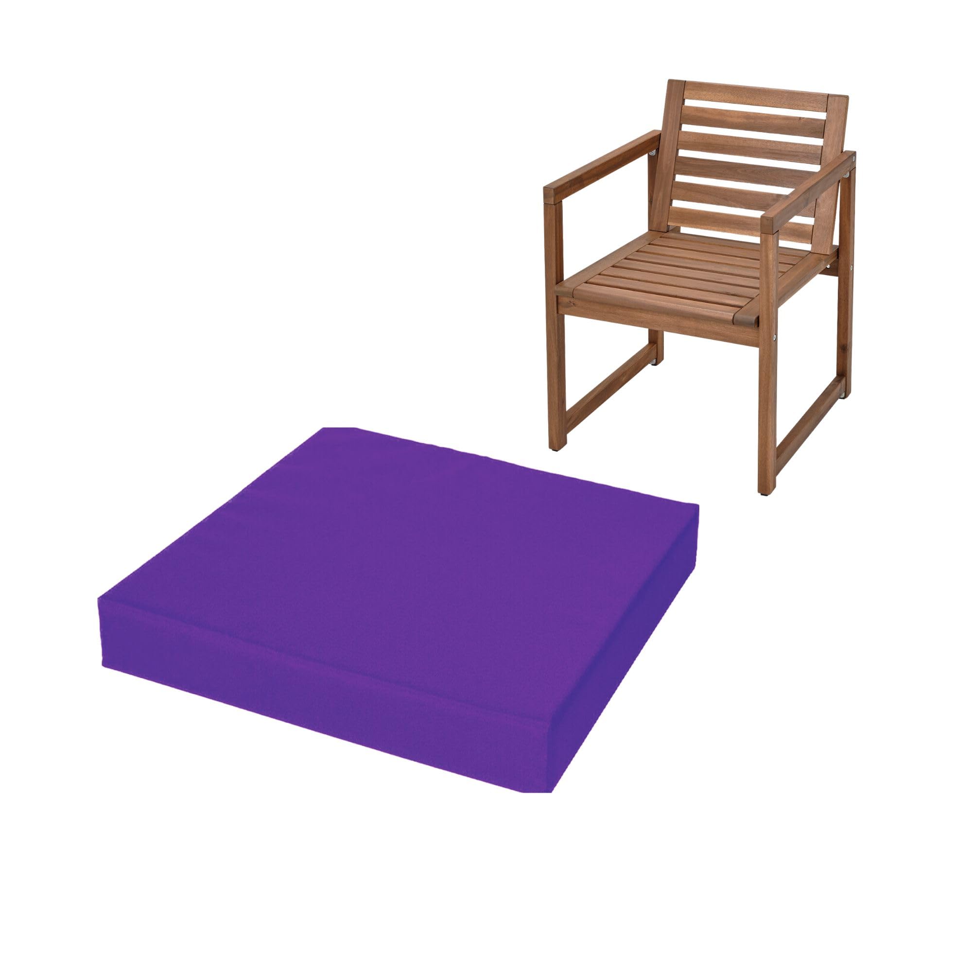 FIVE MOONS 4cm Thick Waterproof Chair Cushion Seat Foam Pad For Kitchen Dining Living Room & Garden Patio Rattan Furniture Removable Zipped Cover (Purple, 22" x 22" (56 x 56 cm))