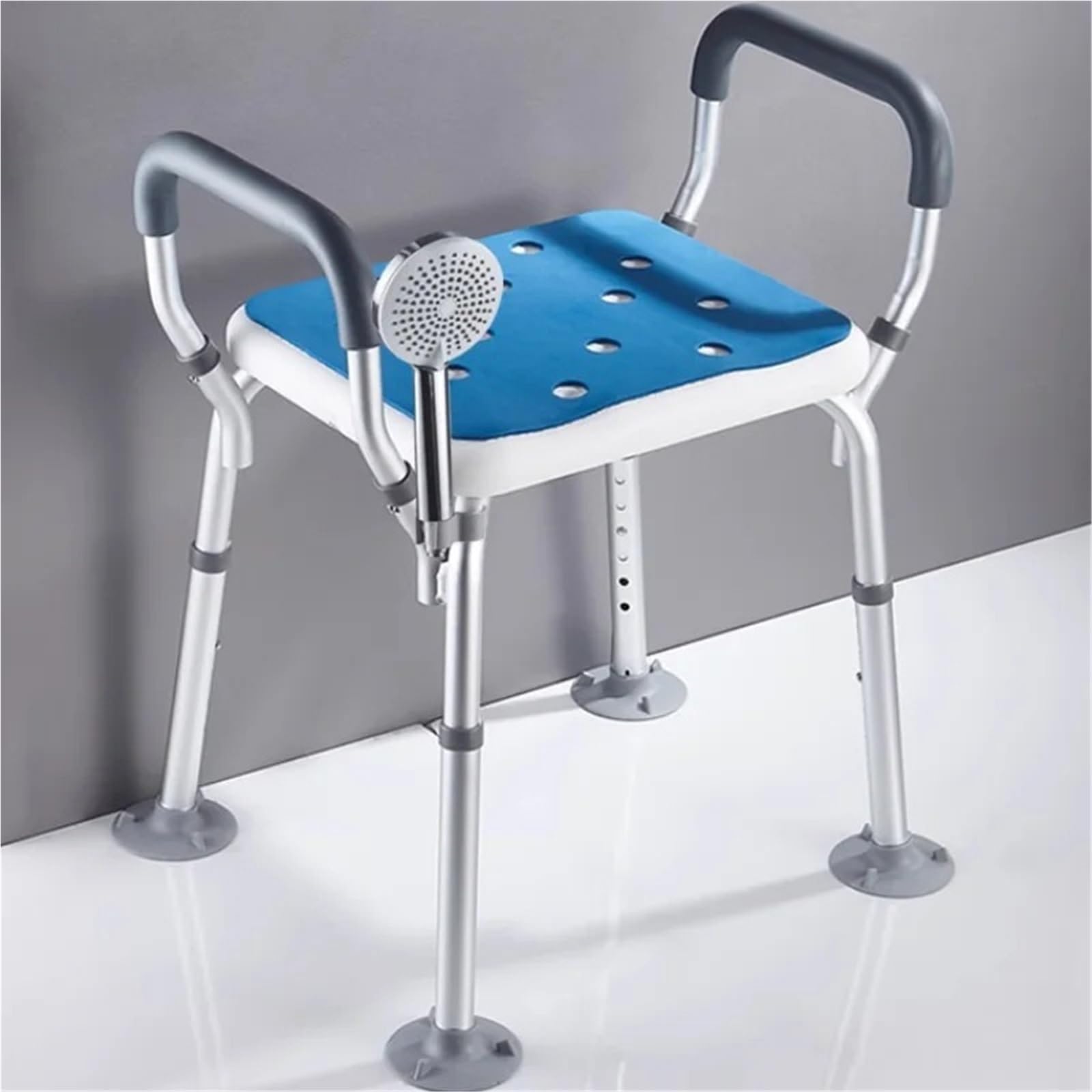 Barras de Apoyo para baños Barras de Apoyo para Ducha de Seguridad para Personas Mayores, artículos de Acero Inoxidable, Piezas de Inodoro, manijas de baño(Blue A)