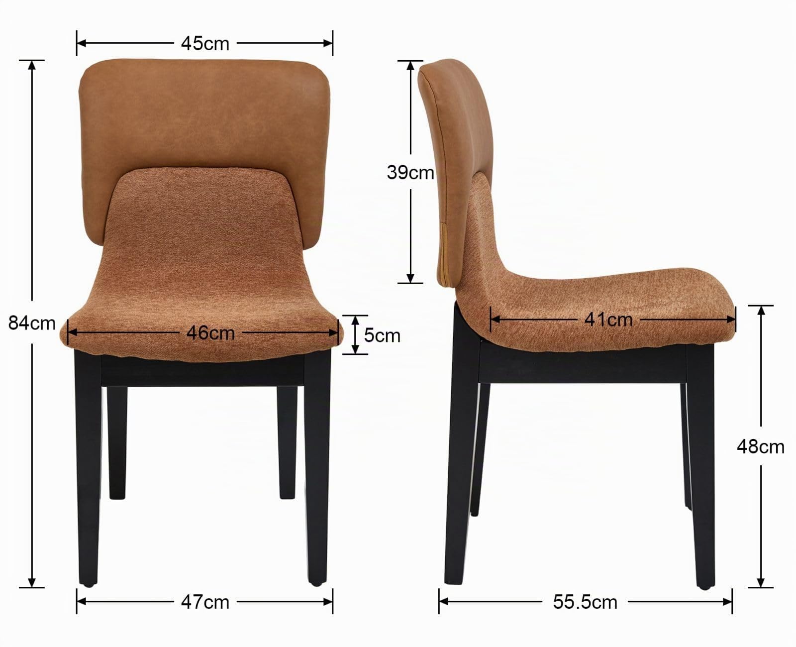 Ya-Home Juego de 2 Sillas de Comedor Silla Cocina Patas de Madera,Marrón