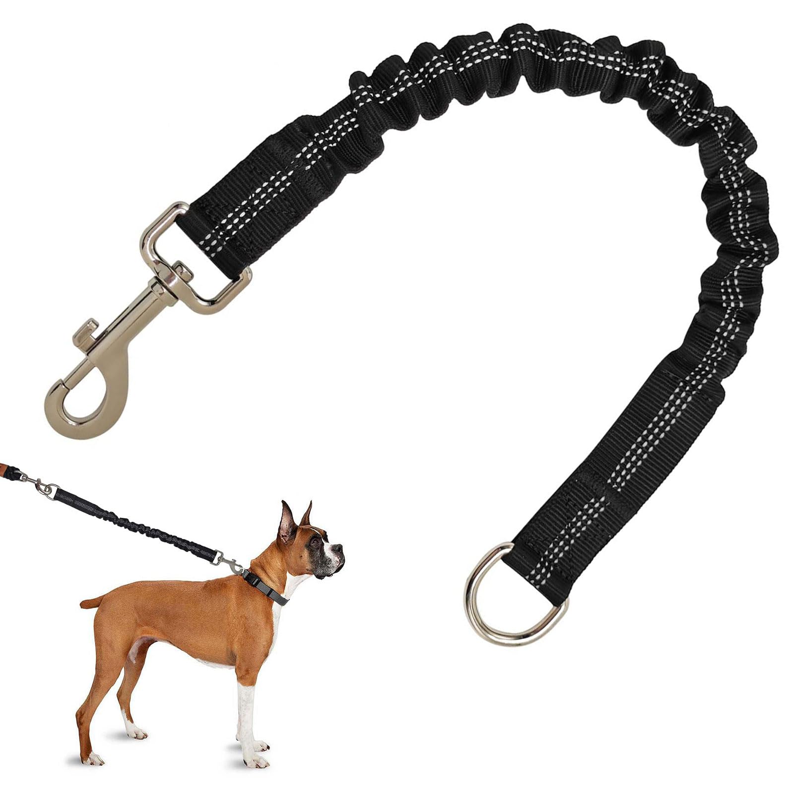 Bungee smycz dla psa, elastyczna smycz dla psa, amortyzator dla psów (2,5 x 75 cm), amortyzator szarpnięć dla psa, elastyczna smycz nylonowa, krótka smycz idealna amortyzacja podczas jazdy na