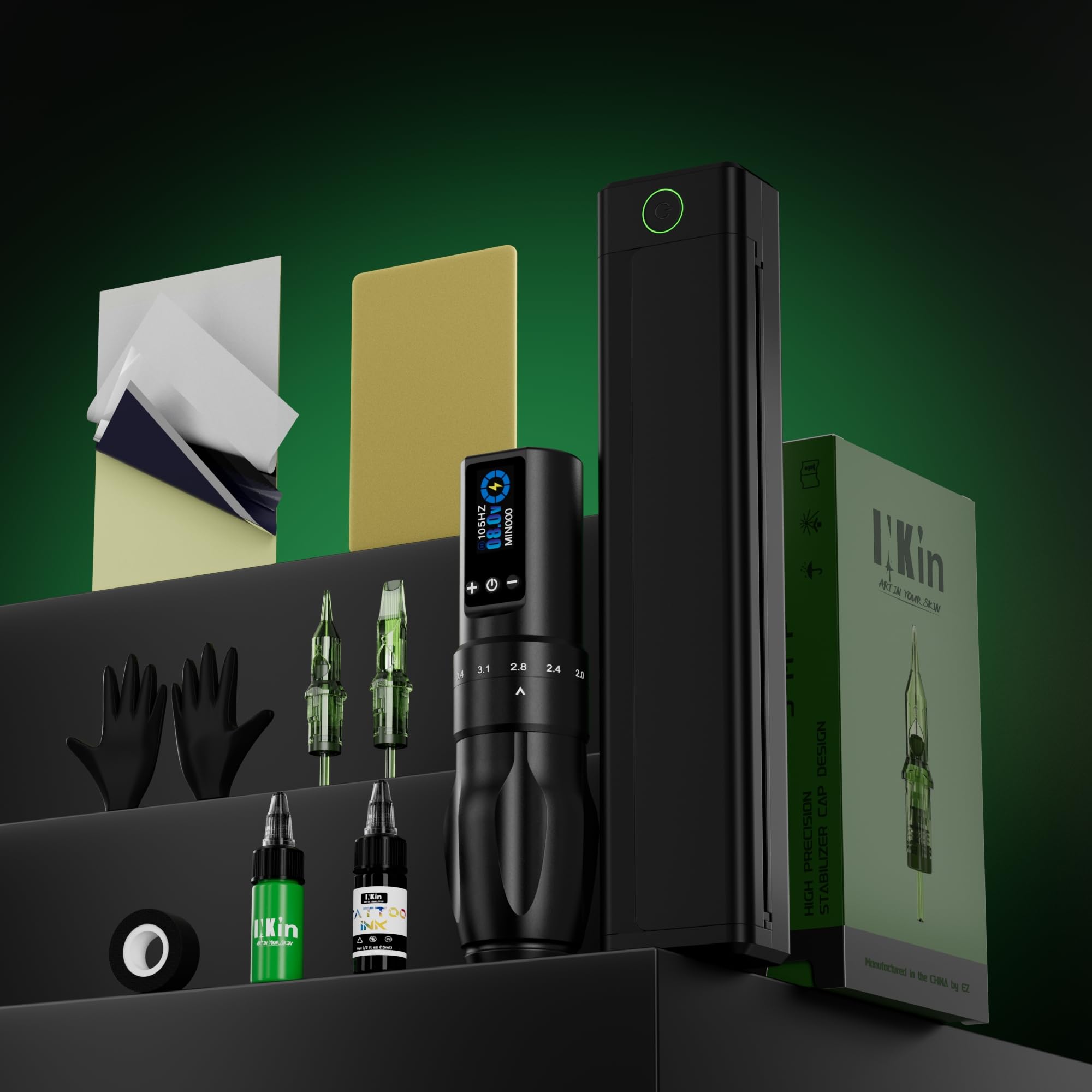 Kit Tatuaje,Maquina Tatuar Inalambrica con 7 Strokes 2.0-4.0mm y Batería de Alimentación de 1600mAh, Maquina de Tatuar Kit Completo con Impresora Bluetooth,Tinta Tatuaje,Agujas Tatuaje para Tatuadores