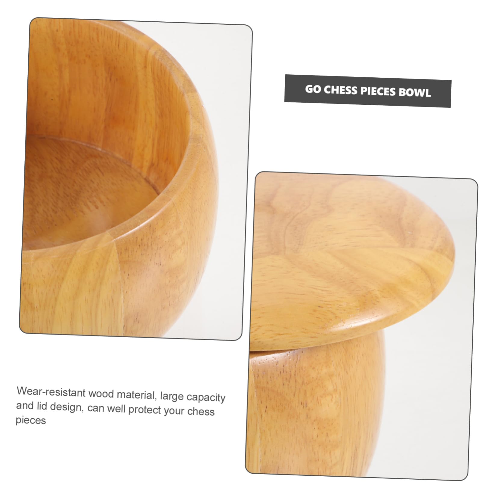 KOMBIUDA Boîte de Rangement pour Pièces de Jeu Go en Bois Massif, Grosse Capacité, Portable, Lot de 2, Maison ou Salle de Jeu D'échecs
