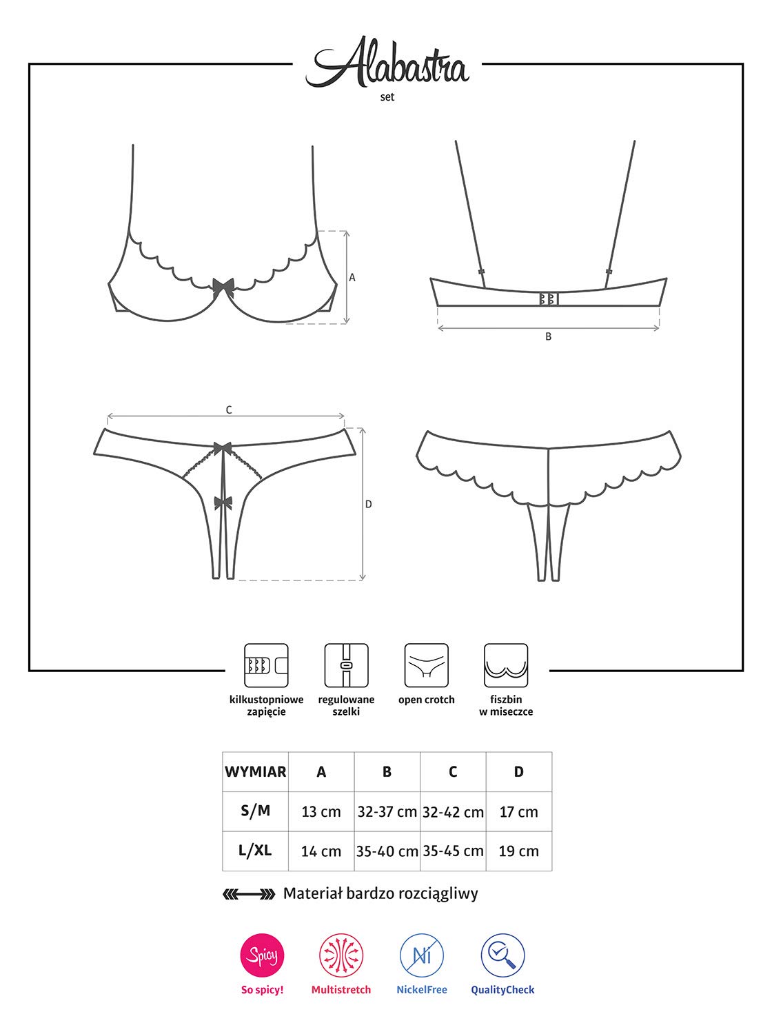 Obsessive Ensemble de Lingerie Femme à 2 pièces: Soutien-Gorge et Slip, Blanc Ouvert, S-M