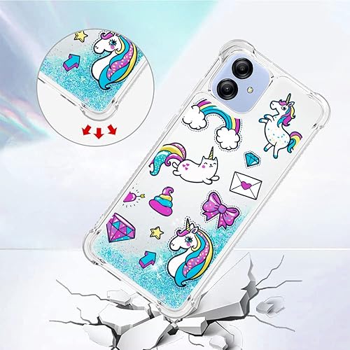 Miniatura 4 de Samsung A04E - Carcasa de TPU suave y transparente con diseño de dibujos animados creativos de arenas movedizas con cubierta líquida brillante que