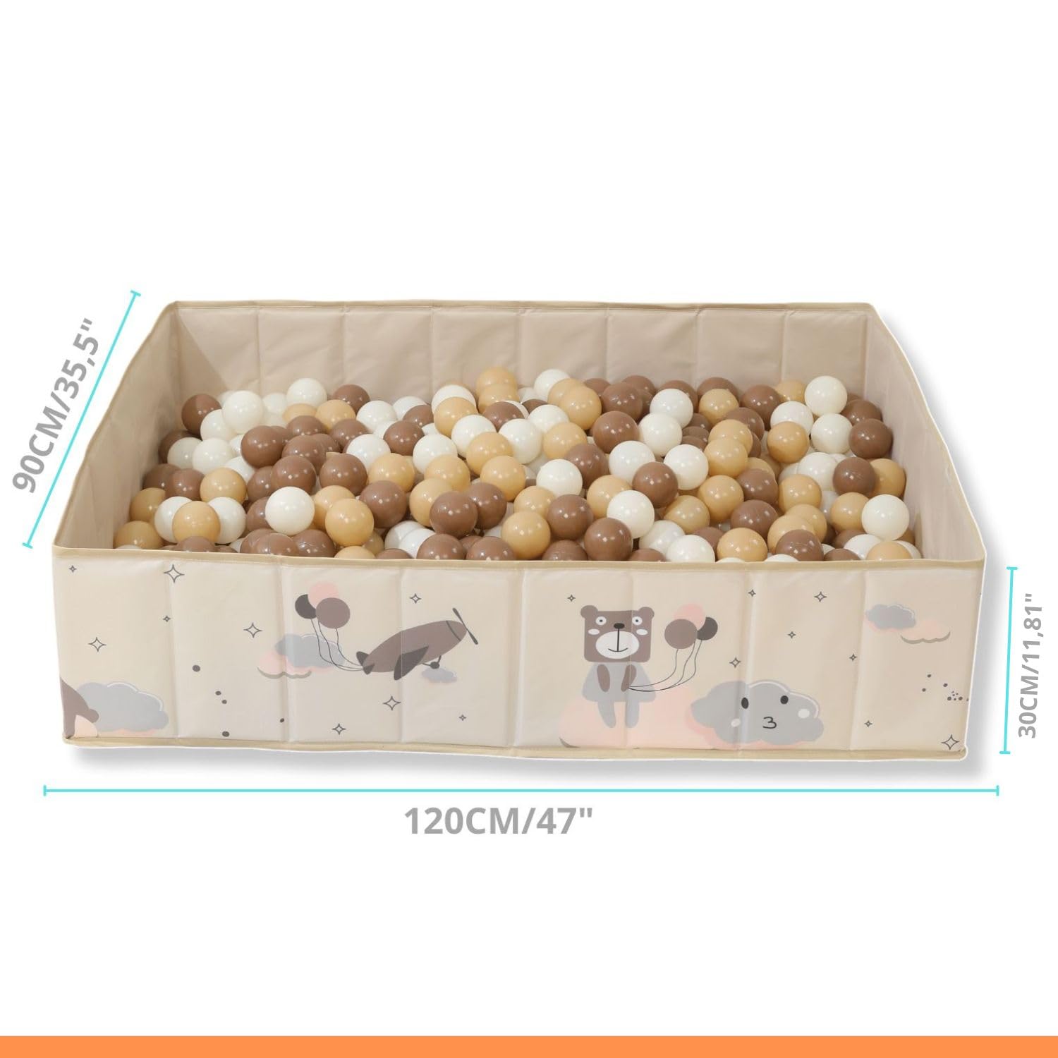 RUGUIES- Ball Pit for Baby and children under 3 years old- Rectangular Ball Pool- Kids' Ball Pits- Portable and Folding- For indoor and Outdoor- Waterproof- (balls not included) - Image 3