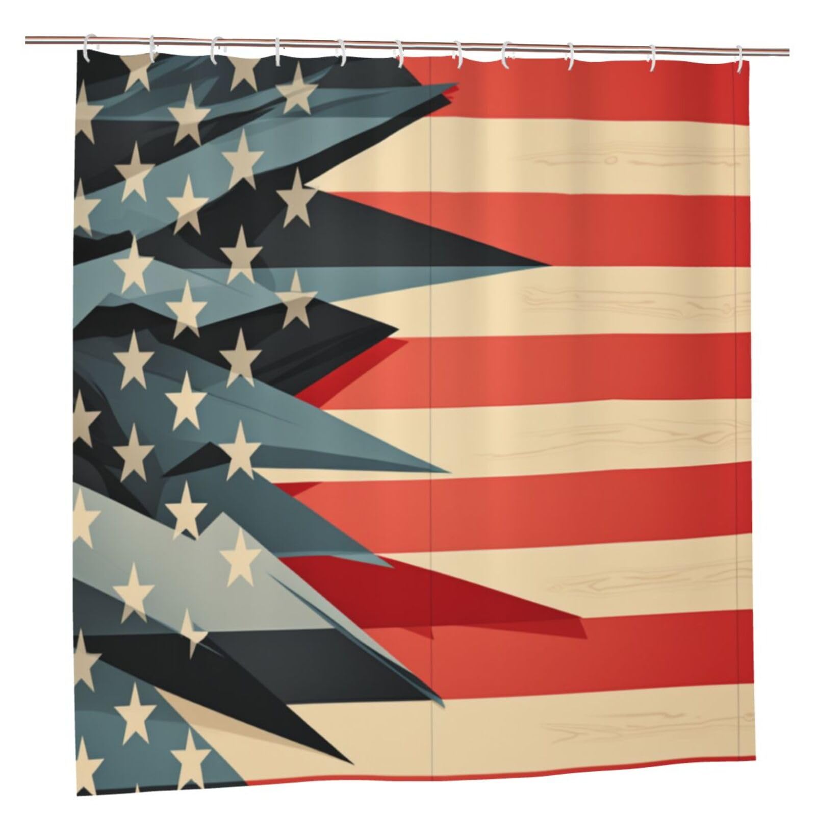 Klgrtjhk Plastic United States Flag Shower Curtain 72X72in Bathroom Curtain﻿