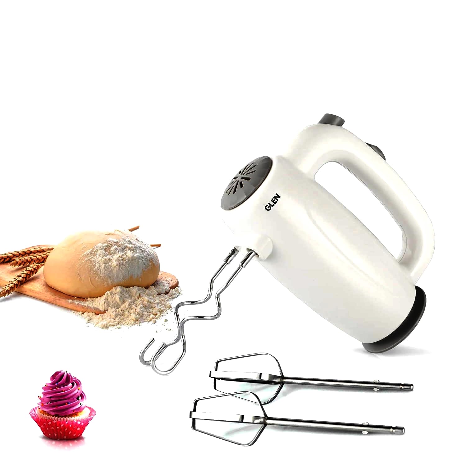 Glen Electric Hand Mixer 125 W 2 Beaters with 5 Speed Settings - White (4059) 2 Years Warranty-picture-7