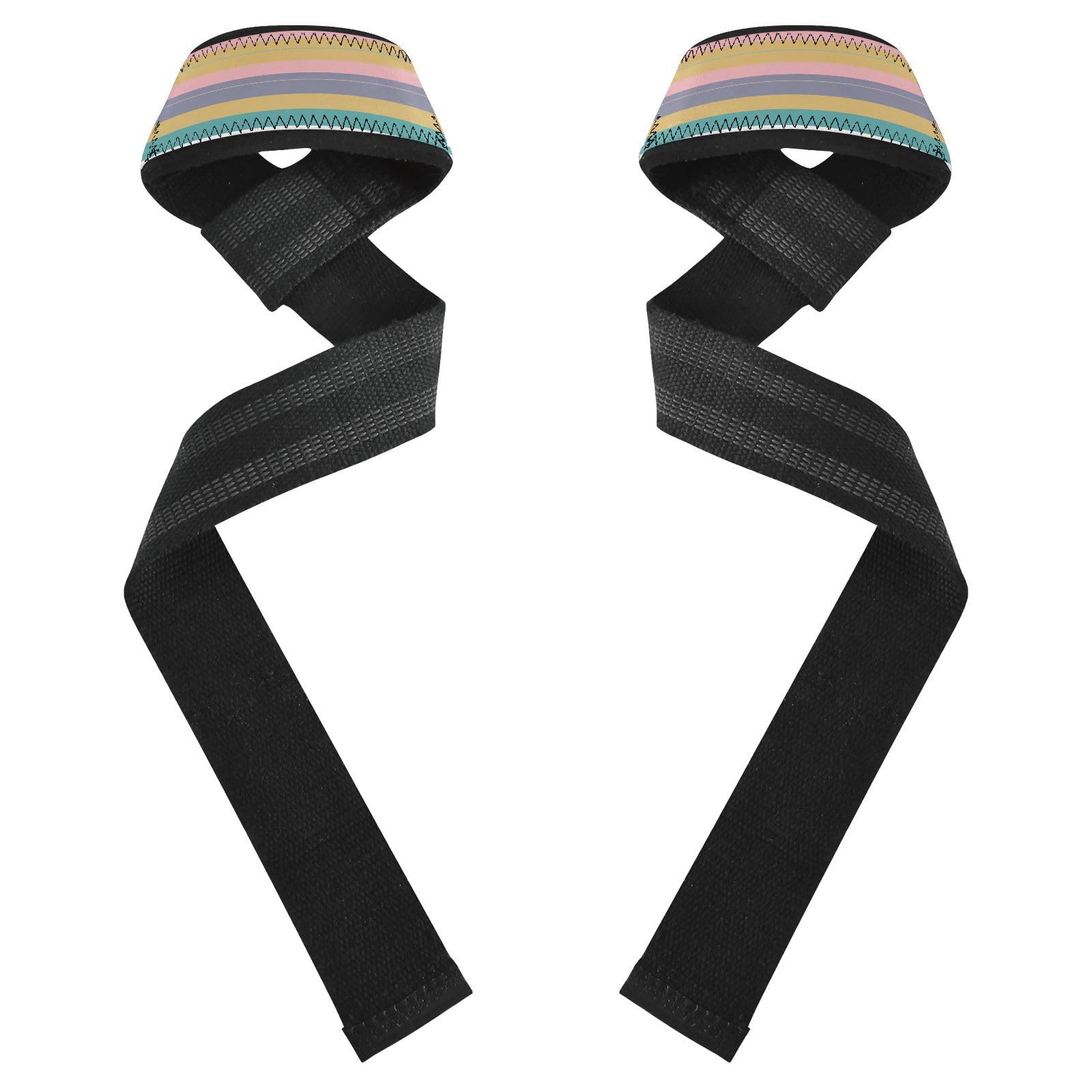 STAYTOP Colorful Stripes Wrist Straps for Weightlifting,Lifting Straps with Neoprene Cushioned Wrist Padded and Anti-Skid Silicone for Strength Training,Bodybuilding,Deadlifting