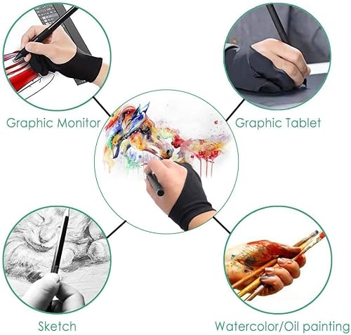 Océu Artist Glove For Drawing Tablet Artist's Drawing Glove With Two Fingers For Graphics Drawing Tablet (1 Unit Of Free Size, Good For Right Hand Or Left Hand) (S) #TOP5