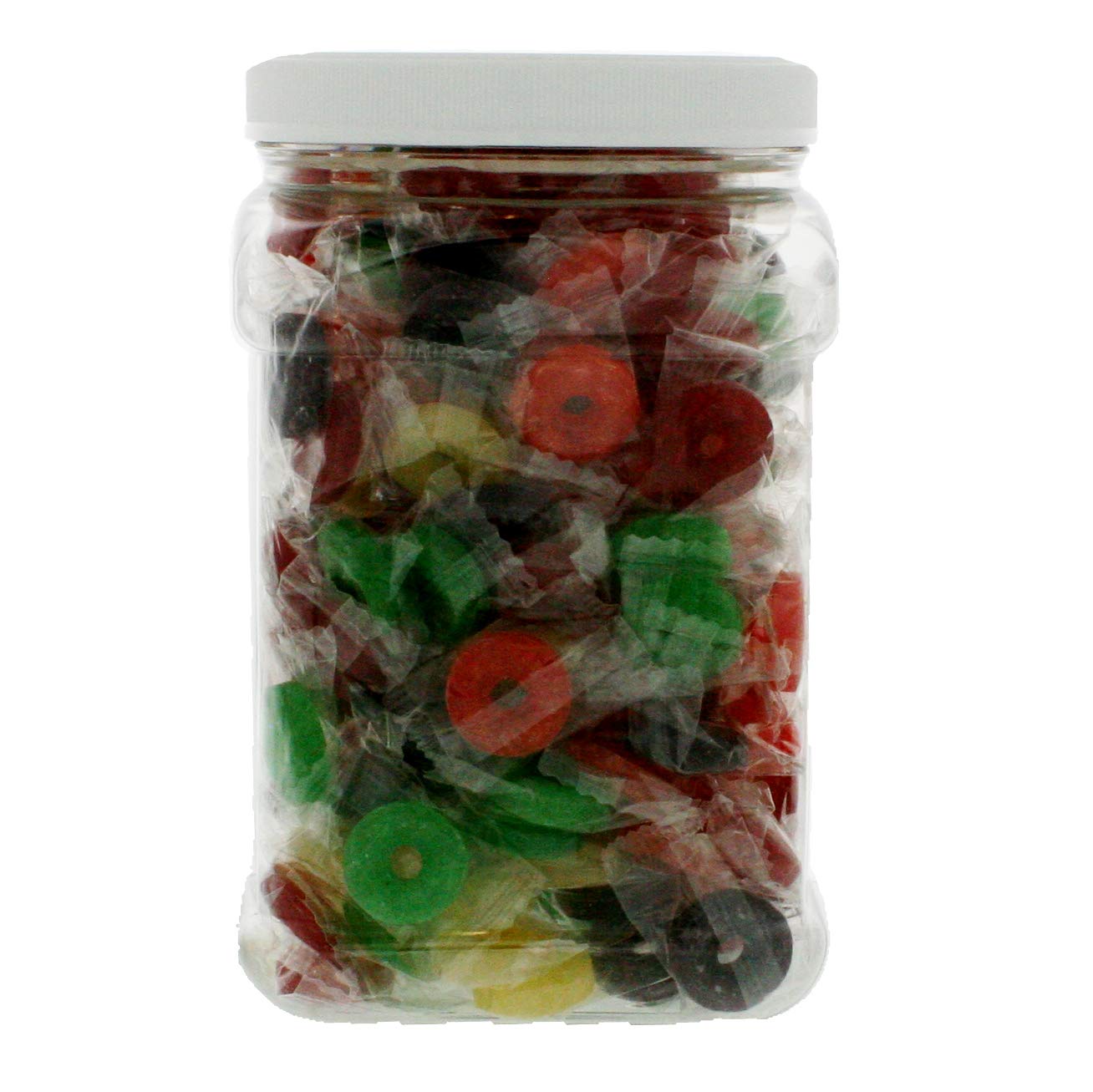 1.75 Pounds Individually Wrapped Assorted Fruit Flavored Hard Candies - Original Bulk Fruity in 64 FL OZ Gift Ready Square Jar