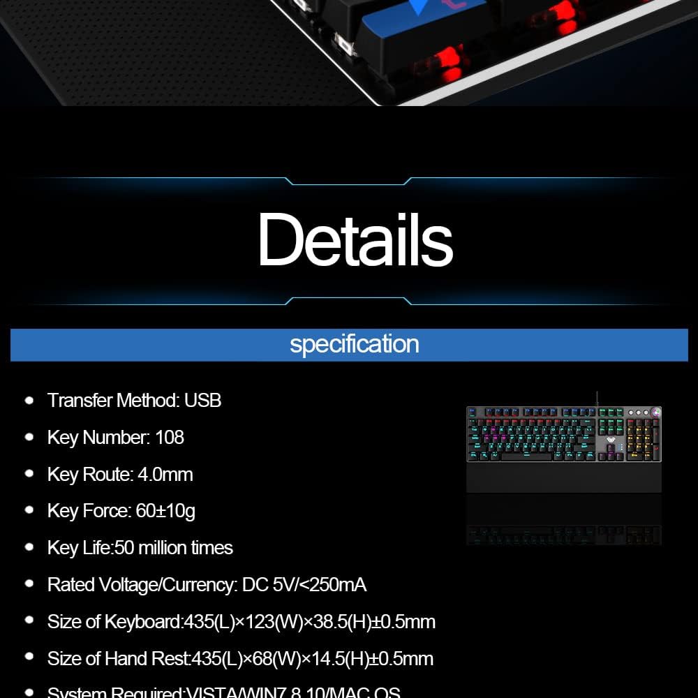 AULA F2088 keyboard specifications table