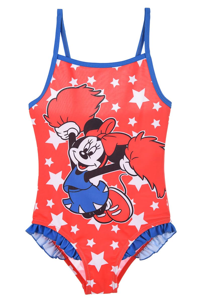 Disney Minnie Mouse Bañador para Niña, Diseño Estrellas Bañador de Una Pieza, Bañador de Natación Infantil, Tallas 3 a 8 Años