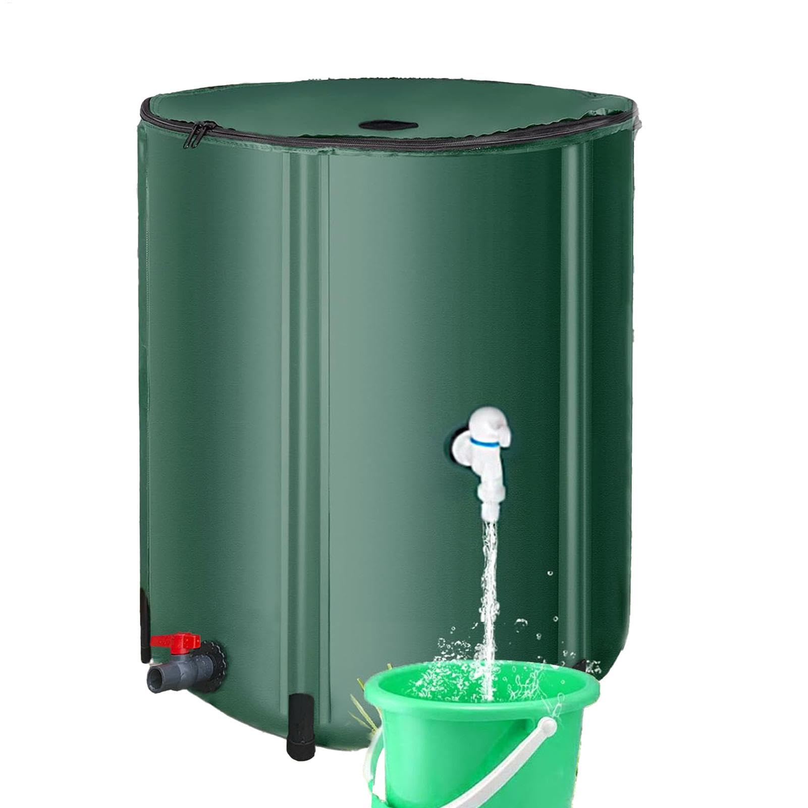 Barril de Almacenamiento de Agua de Lluvia Plegable de 26 galones de PVC | para recolección de Lluvia, Tanque de Agua con pivotes, depósito de Agua para Lluvia con de depósito de Agua con tapón