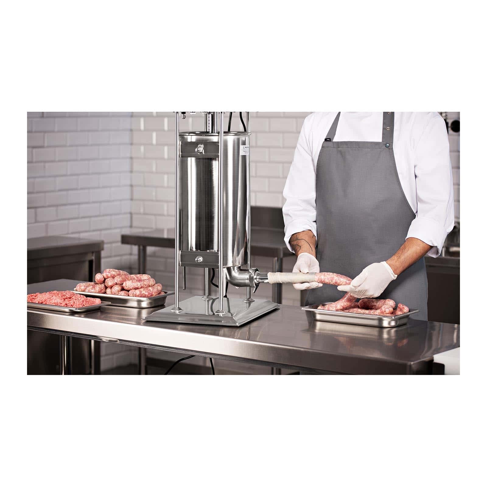 Royal Catering RCWF-15LE-H Insaccatrice Elettrica Macchina per Salsiccia Elettrica (15 L, 260 W, Pedale, Cilindri 16/22/32/38 mm) Acciaio Inox