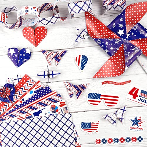 Morcheiong 60 Sheets 4Th Of July Pattern Paper Set 10 Designs Decorative Paper Double-Sided Craft Origami Paper For Independence Day Scrapbooking Card Making Crafting , A5 Size #TOP4
