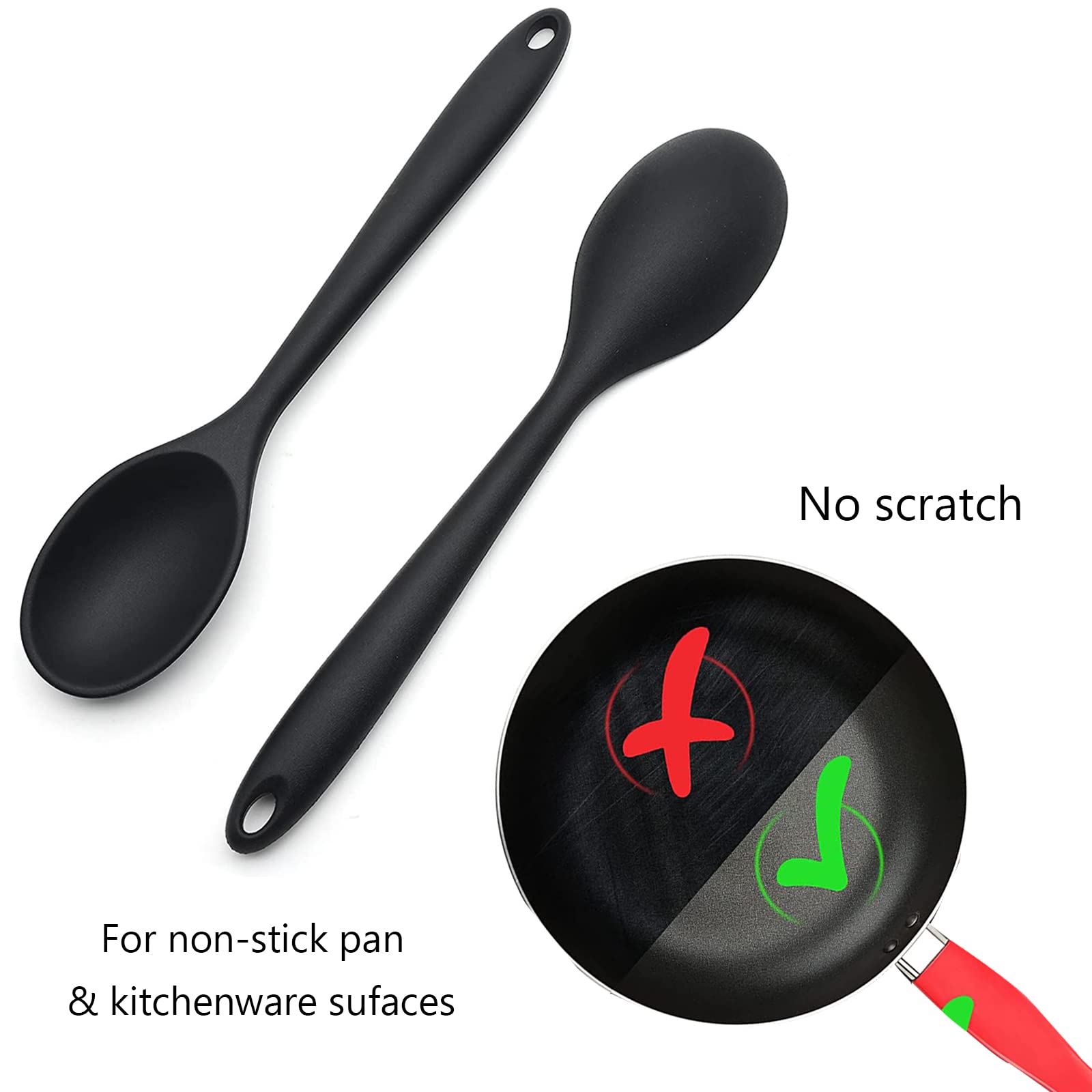 Spatola Cucchiaio Multifunzione In Silicone Con Manico In Legno - Antiaderente, Resistente Al Calore 230°C - 4