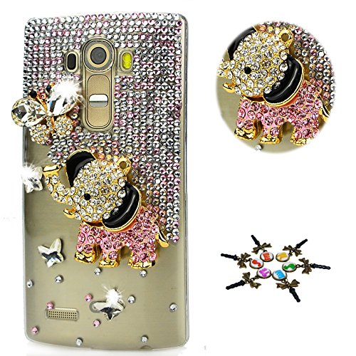 STENES LG Tribute Dynasty Case - STYLISH - 100+ Bling - 3D Handmade Elephant Butterfly Design Protective Case For LG Tribute Dynasty - Pink