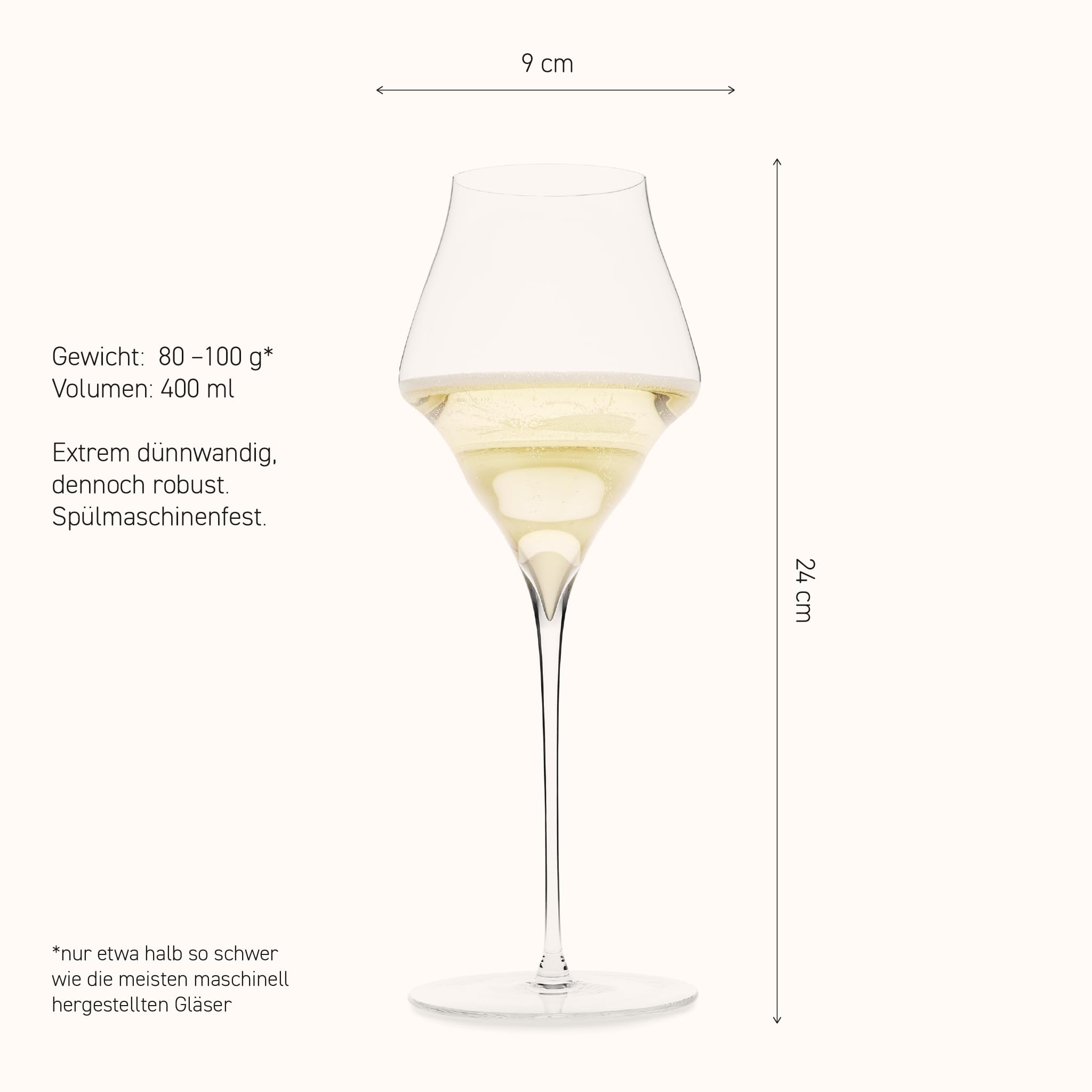 Josephinenhütte® JOSEPHINE N°4 Champagnergläser [DAS GLAS FÜR GENIESSER] - handgefertigt & mundgeblasen - 2er Set für Champagner - funktionales Design für intensives Aroma