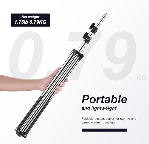 Miniatura 3 de Paquete de 2 soportes de luz de fotografía de 73.6 pulgadas de aluminio con bolsa de transporte, soporte de luz de viaje compacto plegable de 27.5