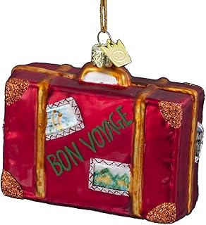 Best Noble Gems Kurt Adler 3-1/2-Inch Glass Bon Voyage Suitcase Ornament Review 