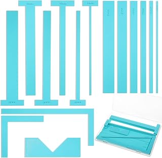 Zeyune 16pcs Bookbinding Tools Kit Easy Scrapbooking Tool Handmade L/t Shape & Straight Edge Set with Corner Cutting Items Storage Box for Albums, Journals, Notebook(Blue)