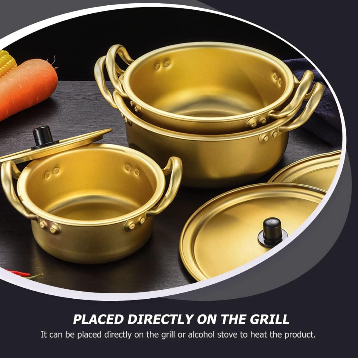 1set Korean Style Double Handled Non-stick Cooking Pot for Instant Noodles Chopsticks Aluminum Ramen Pot for Home Use Easy to Clean and Store image 2