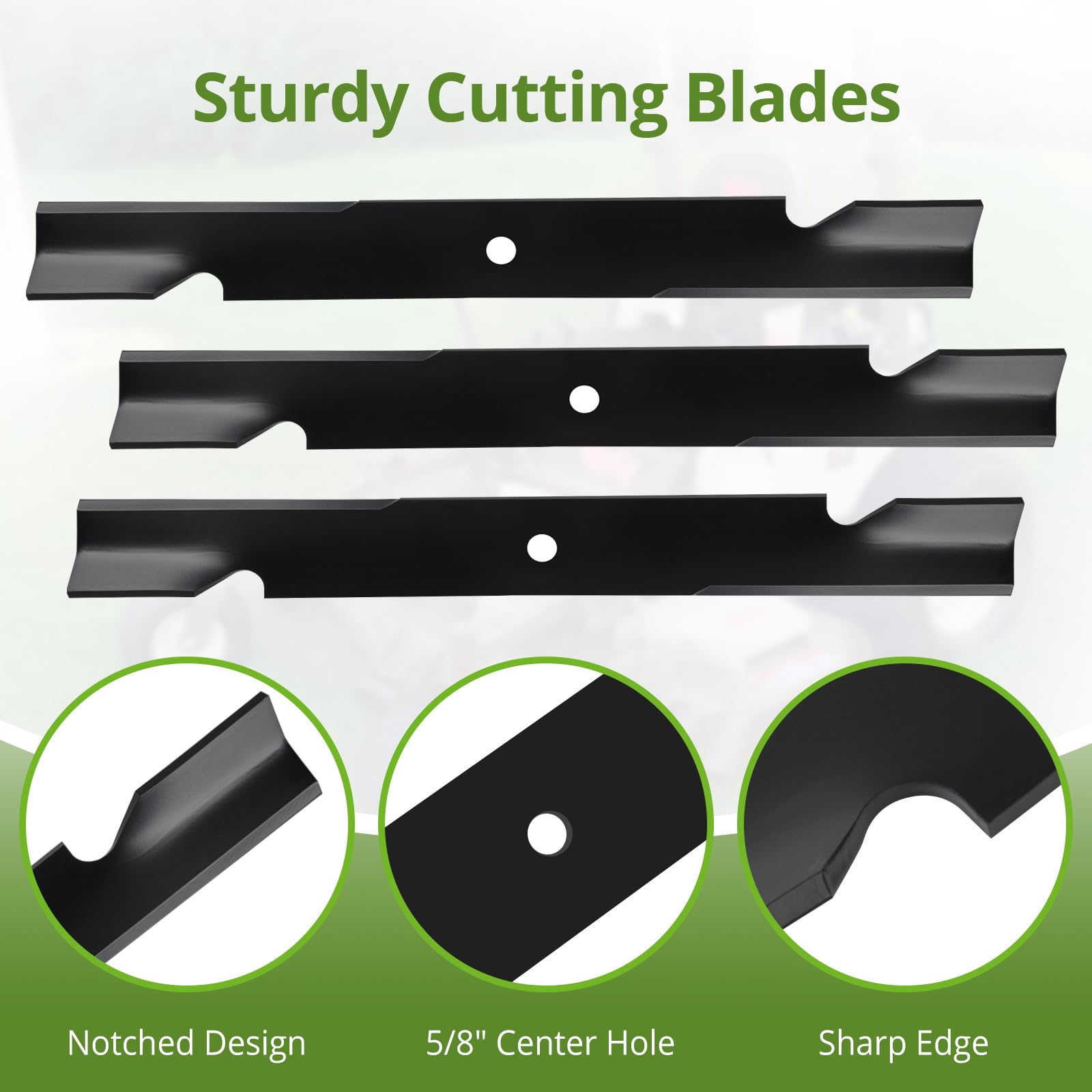 Cuchillas de repuesto para cortacésped 5101755S – Compatible con Ferris 5020842, 5101755, 20842S, Scag 48111, 481708, 481712, Simplicity 5022808ASM – Se adapta a cortacéspedes de cubierta de 61