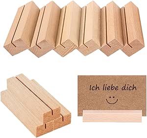 10 Portacarte In Legno - Per Segnaposto, Foto, Menu, Matrimoni, 10x3x2 Cm - Foto 5