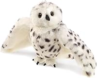 Folkmanis Snowy Owl Hand Puppet - Realistic 360° Rotating Head, Movable Wings, Plush for Storytelling & Play Ages 3+