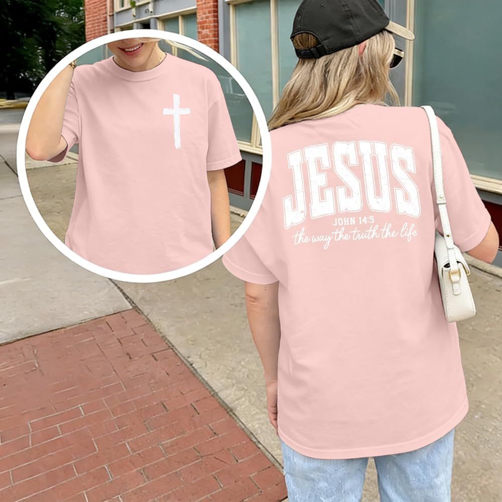 Christian Shirts for Women Religious Faith Over Fear Shirt Bible Verse Graphics Tees Casual Short Sleeve Christian Tops - Image 5