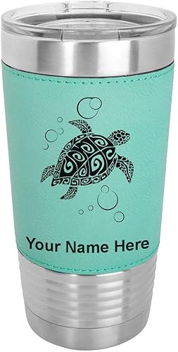 LaserGram Vaso aislado al vacío de 20 onzas, tortuga marina hawaiana, grabado personalizado incluido (cuero sintético, verde azulado) disponible en Yaxa Peru