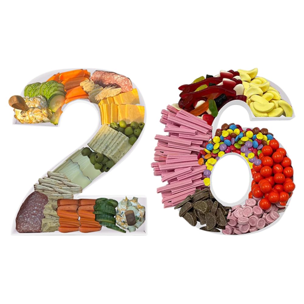 Photo 1 of 15in Cardboard Number Shape Box Fillable Tray, Food Charcuterie Board, Cupcake Sweet Party Decor (Number 26)