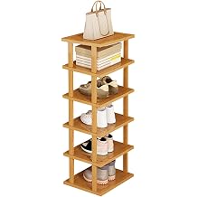 5/6/7/8 Tiers Bamboo Shoe Rack, Tall Narrow Shoe Rack, Vertical Shoe Rack, Space Saving Corner Shoe, Bamboo Shelves, for Entryway, Hallway, Living Room Wood, 6 Tier