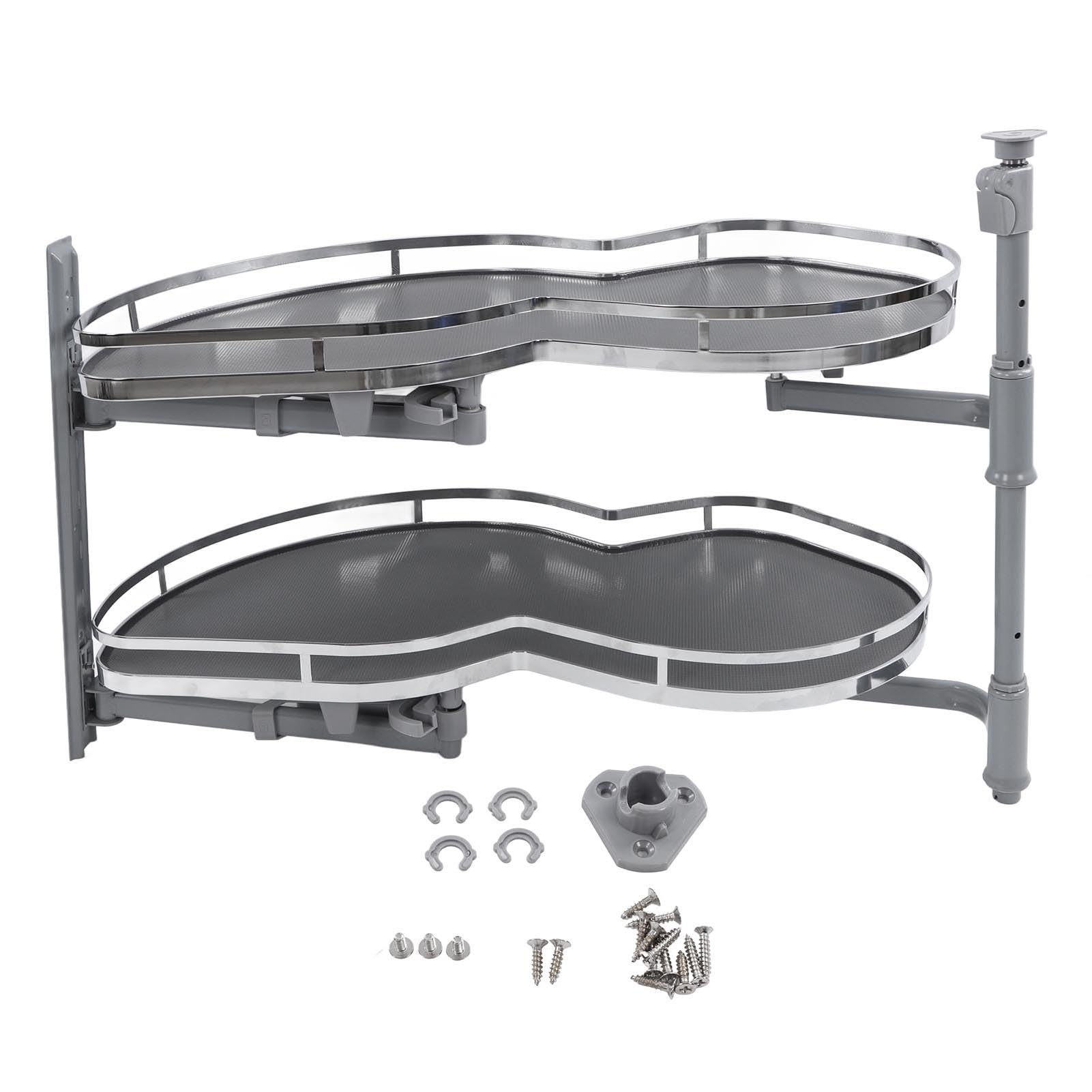Armoire D'angle Aveugle 2 Niveaux Pivotante - Argent - Neuf