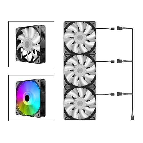 Miniatura 5 de KLKCMS 3 unidades de carcasa universal de 4724in de refrigeración 00 RPM RGB LED carcasa de computadora ventiladores silenciosos coloridos