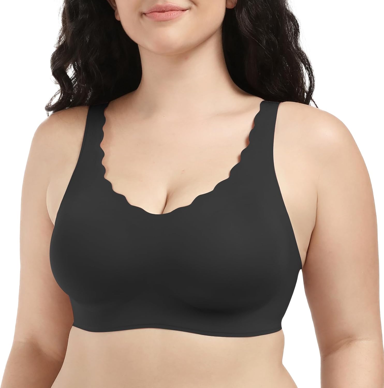 COMFELIE Wireless Bra Seamless Comfort Everyday Bra for Women, Breathable Seamless Bra with Scallop Edges - Image 5