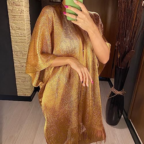 Sexy Fringe Tassel Mesh Sheer Shiny Knitted Tunic Beach Cover Up Beach Dress Beach Wear Beachwear Female Women2