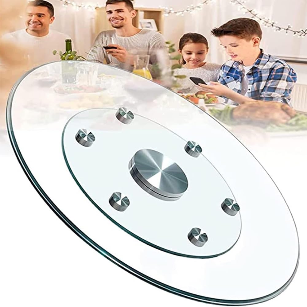 Plateau tournant Lazy Susan en verre anti-inclinaison pour table stable