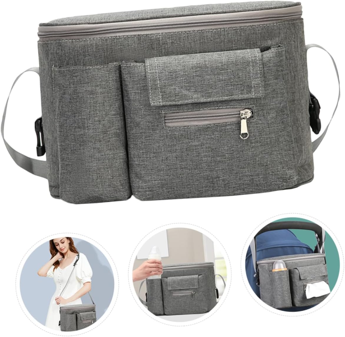 YARNOW Hanging Bottle Bag Multi Functional Diaper Pouch Organizer for Strollers Easy Access Storage for Diapers Wipes and Essentials for Go Parents