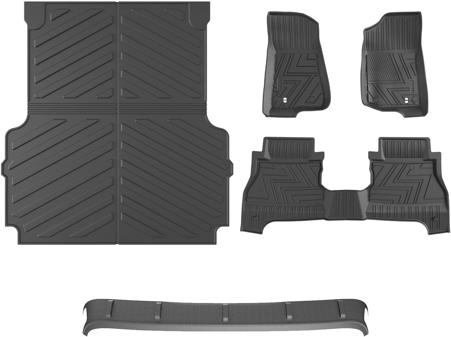 powoq Floor Mat Compatible with 2020-2026 Jeep Gladiator JT Cargo Mat Floor Liner Truck Bed Liner TPE Hood Deflector Replacement for 2020 2021 2022 2023 2024 2025 2026 Jeep Gladiator Accessories