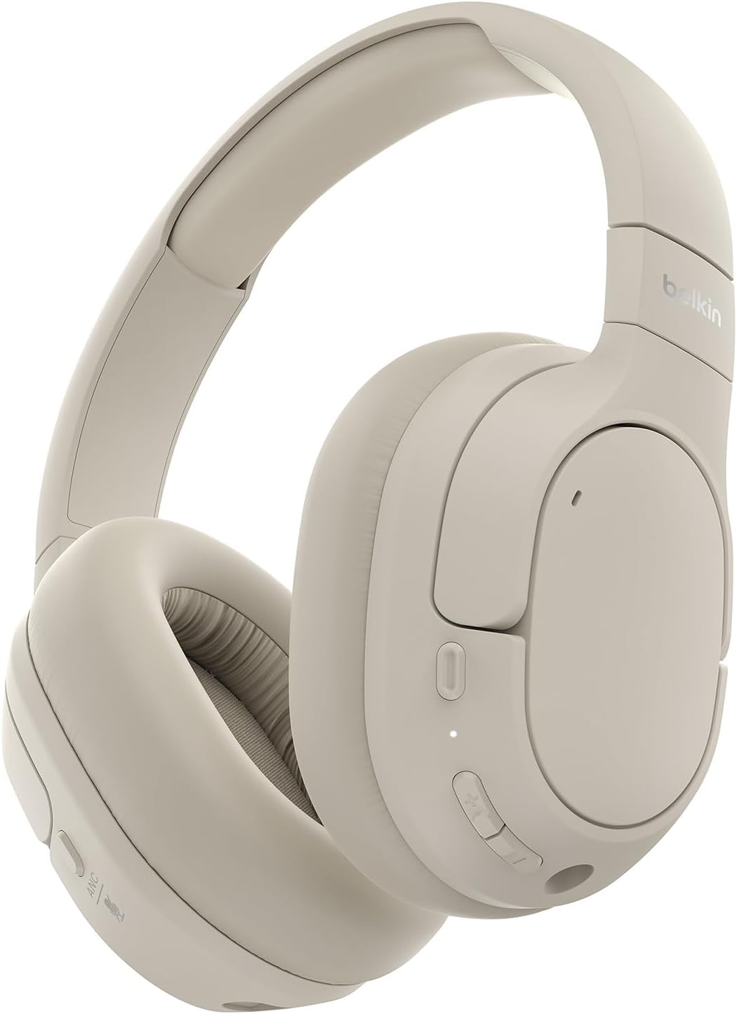 Belkin SoundForm Isolate Active Noise-Cancelling Wireless Headphones, over ear headphones with mic, Bluetooth headphones with 60H playtime, deep bass, CloudCushion ear cups for travel, home, office