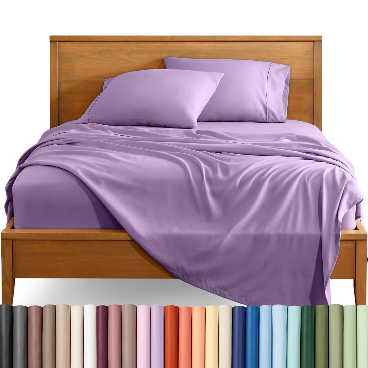 Bare Home Luxury 1800 Ultra-Soft Microfiber Full Extra Long Bed Sheets - Double Brushed, Deep Pockets, Easy Fit - 4 Piece Set - Bedding Sheets & Pillowcases (XL, Lavender) — image 1