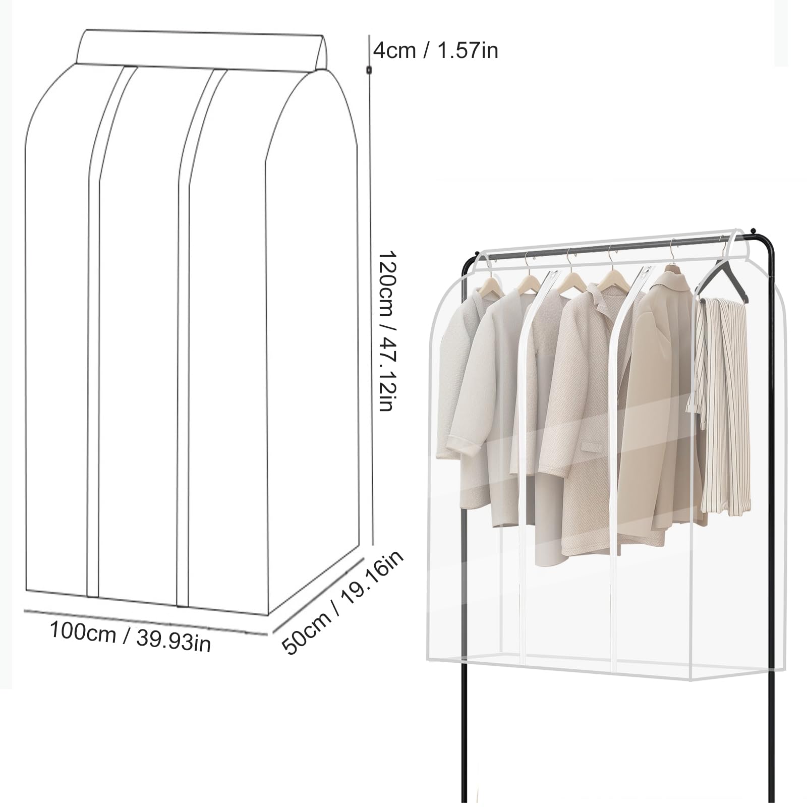 Staubdichte Kleiderabdeckung 100x50x150cm - Schutz Für Deine Kleidung