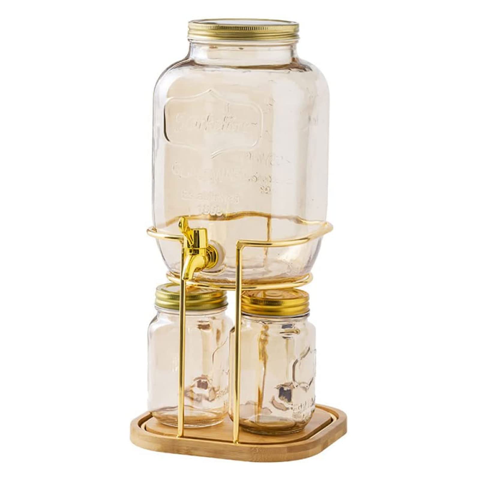 esmen Glas-Getränkespender für Partys, Glas-Wasserspender, Arbeitsplatte mit Ständer, Krug, Getränkespender, Getränkespender, Sonnenteedose, geeignet für die Zubereitung von Limonade, Kombucha usw