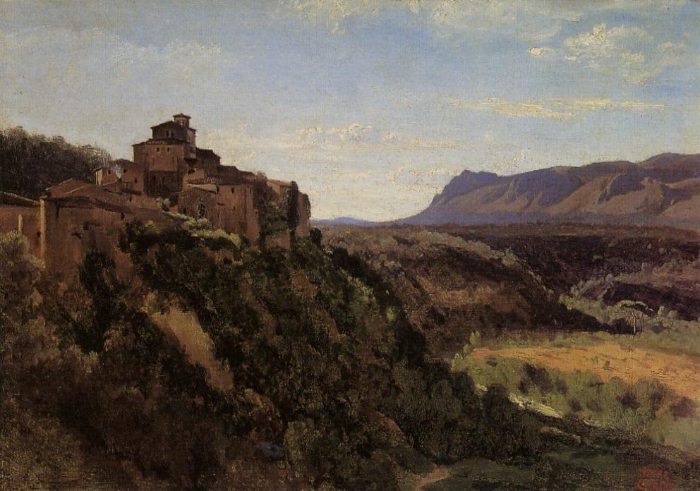 Cuadro en lienzo de alta calidad con el paisaje clásico de Papigno por Corot, 60x90cm