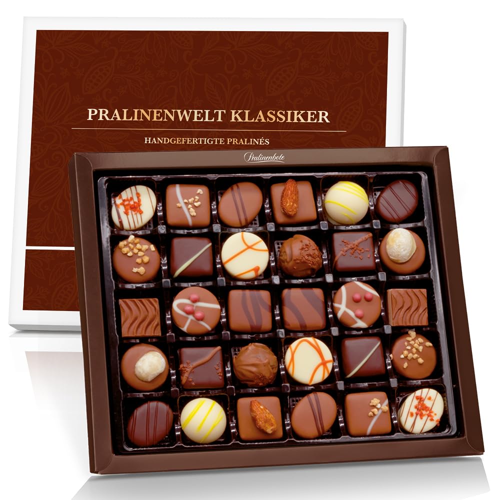 Pralinenbote Genussmanufaktur Pralinenwelt Klassiker 30 handgefertigte Pralinen deutscher Chocolatiers Pralinen Geschenk