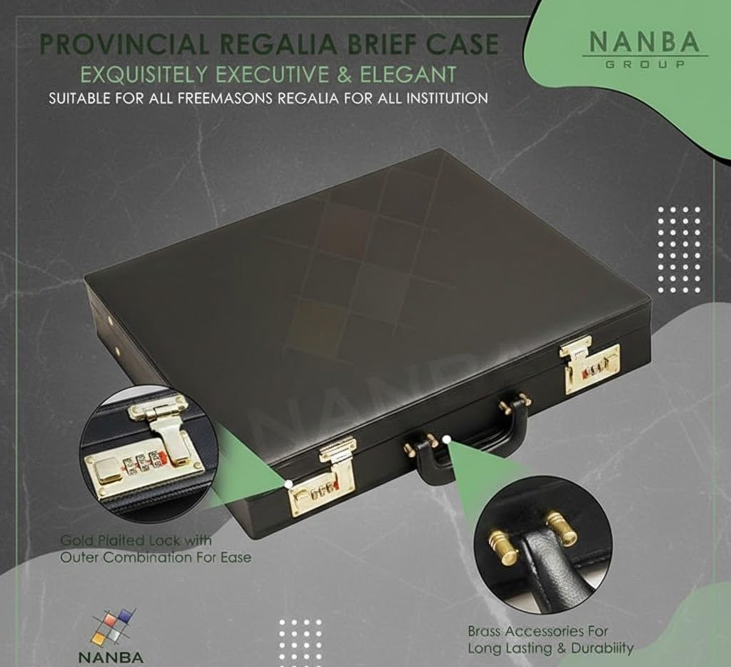 Masonic Regalia Apron Briefcase - Black imitation leather with gold locks in Grand, Half, Provincial & MM/WM