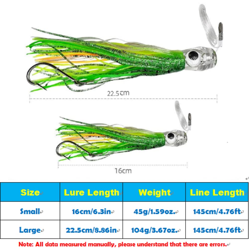 Buzzbaits en forme de pieuvre avec jupes en silicone pour pêche en mer Marlin Lingcod (2 tailles, 6 couleurs au choix)